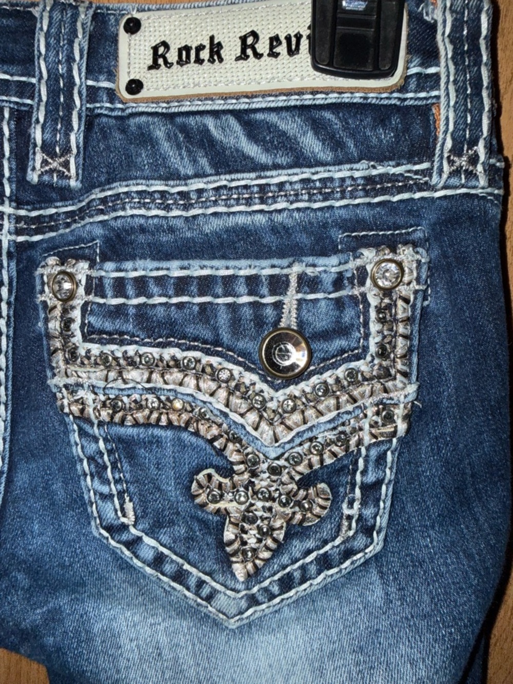 Rock Revival Vintage Wash Blue Bootcut Jeans - Picture 4 of 8
